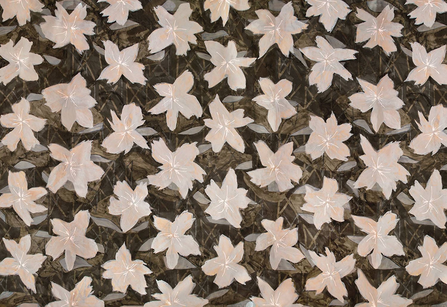 A bunch of white flowers on a black background.
