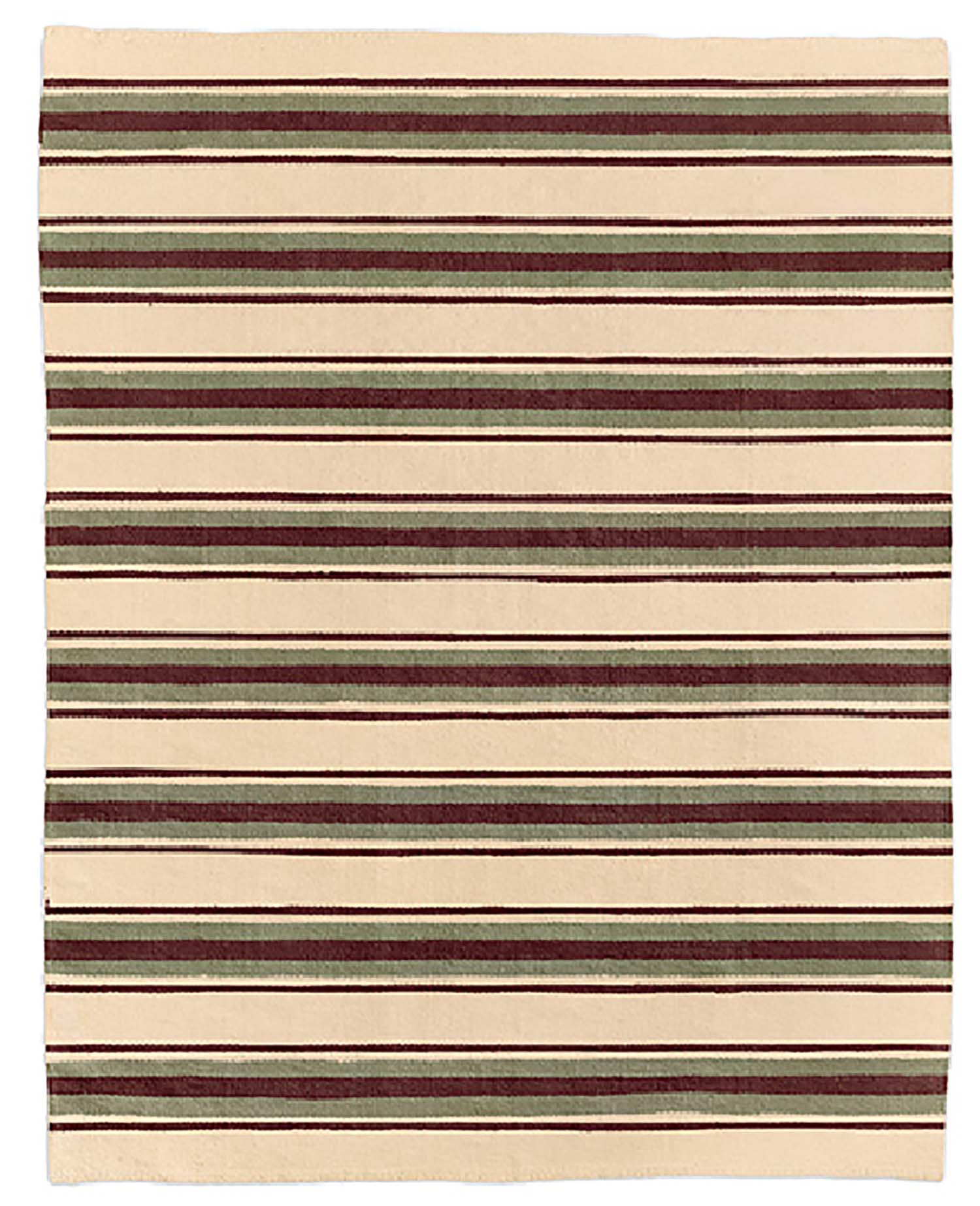 A striped rug with a brown and green stripe pattern.
