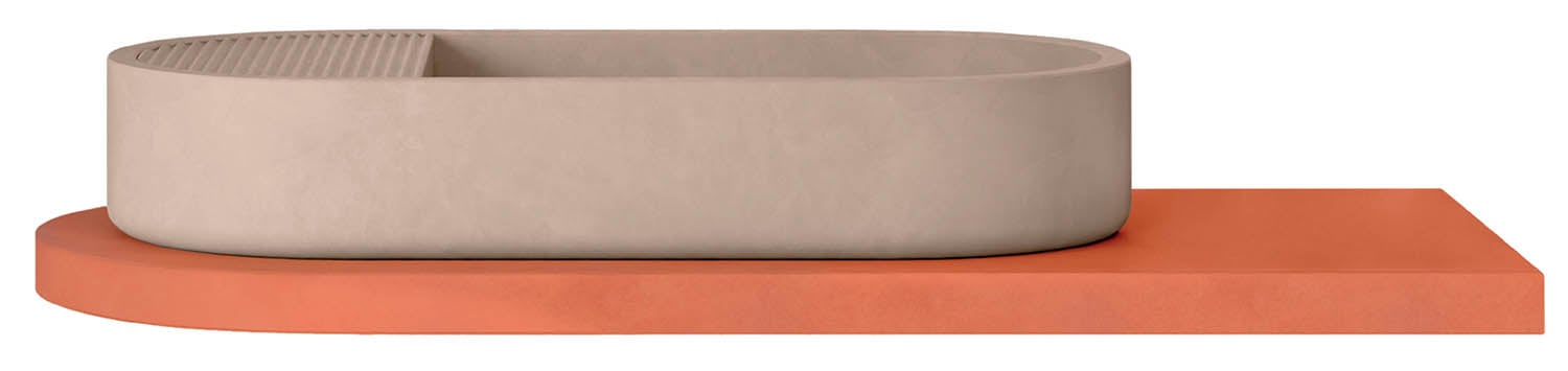 tan sink on orange base