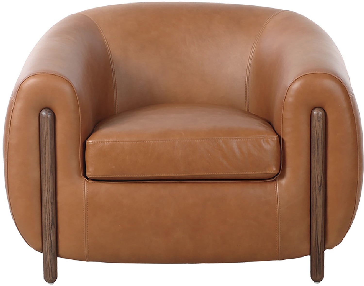 The leather chair is made from a soft tan leather