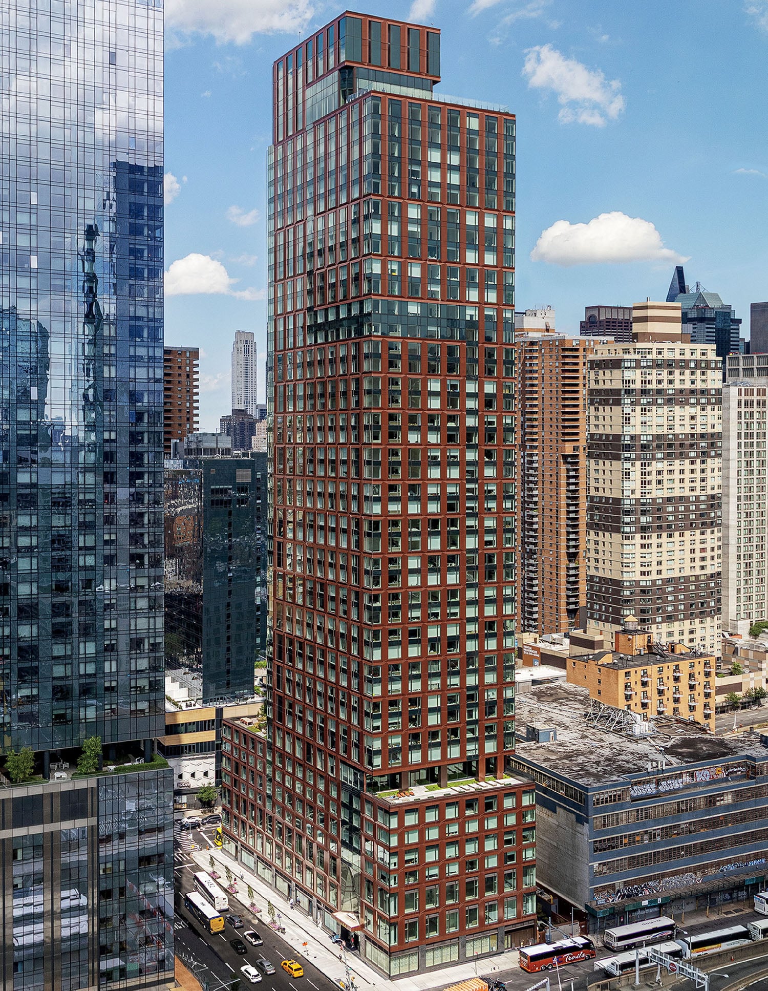 A city with a lot of tall buildings.