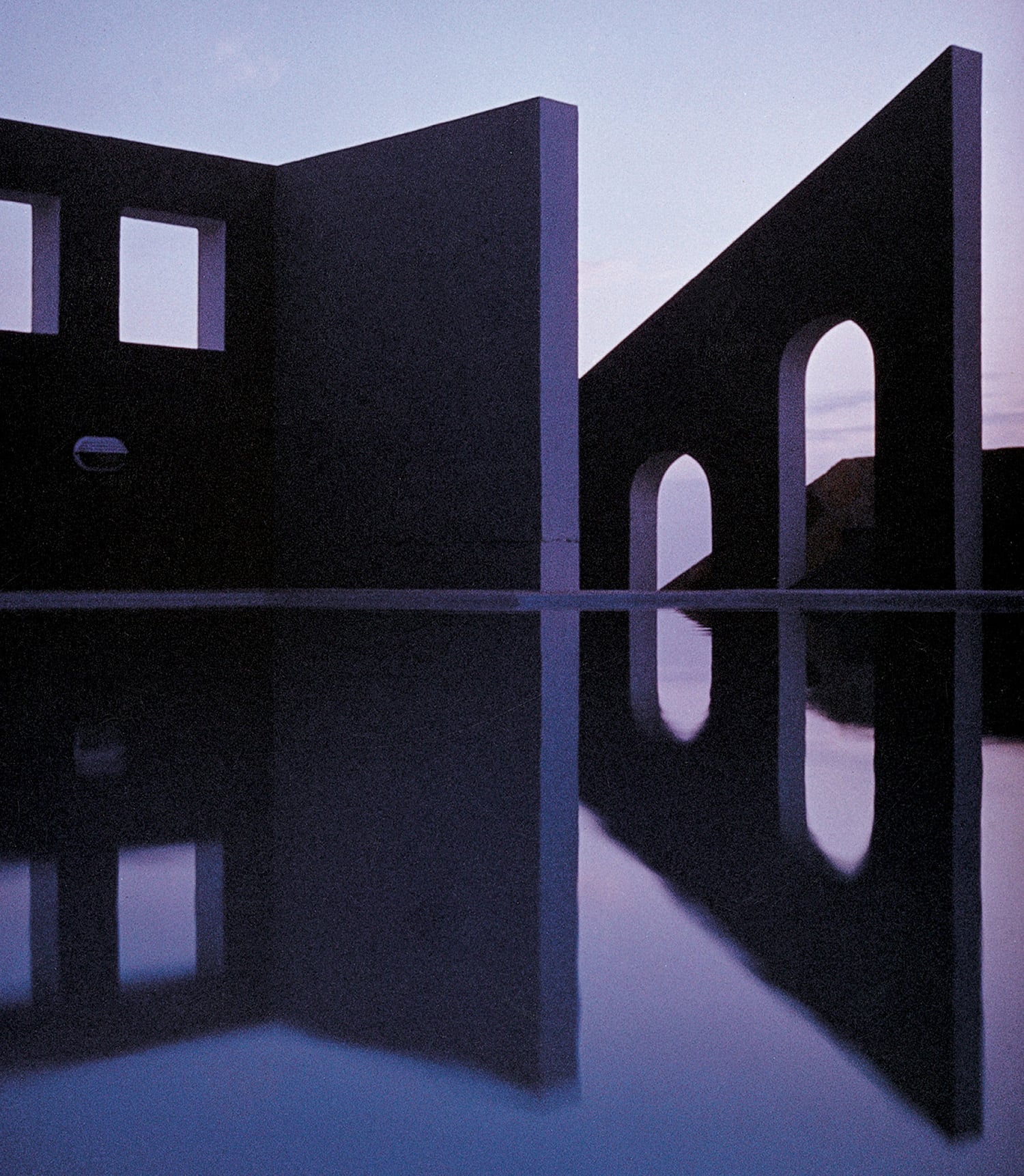 a reflection of a building