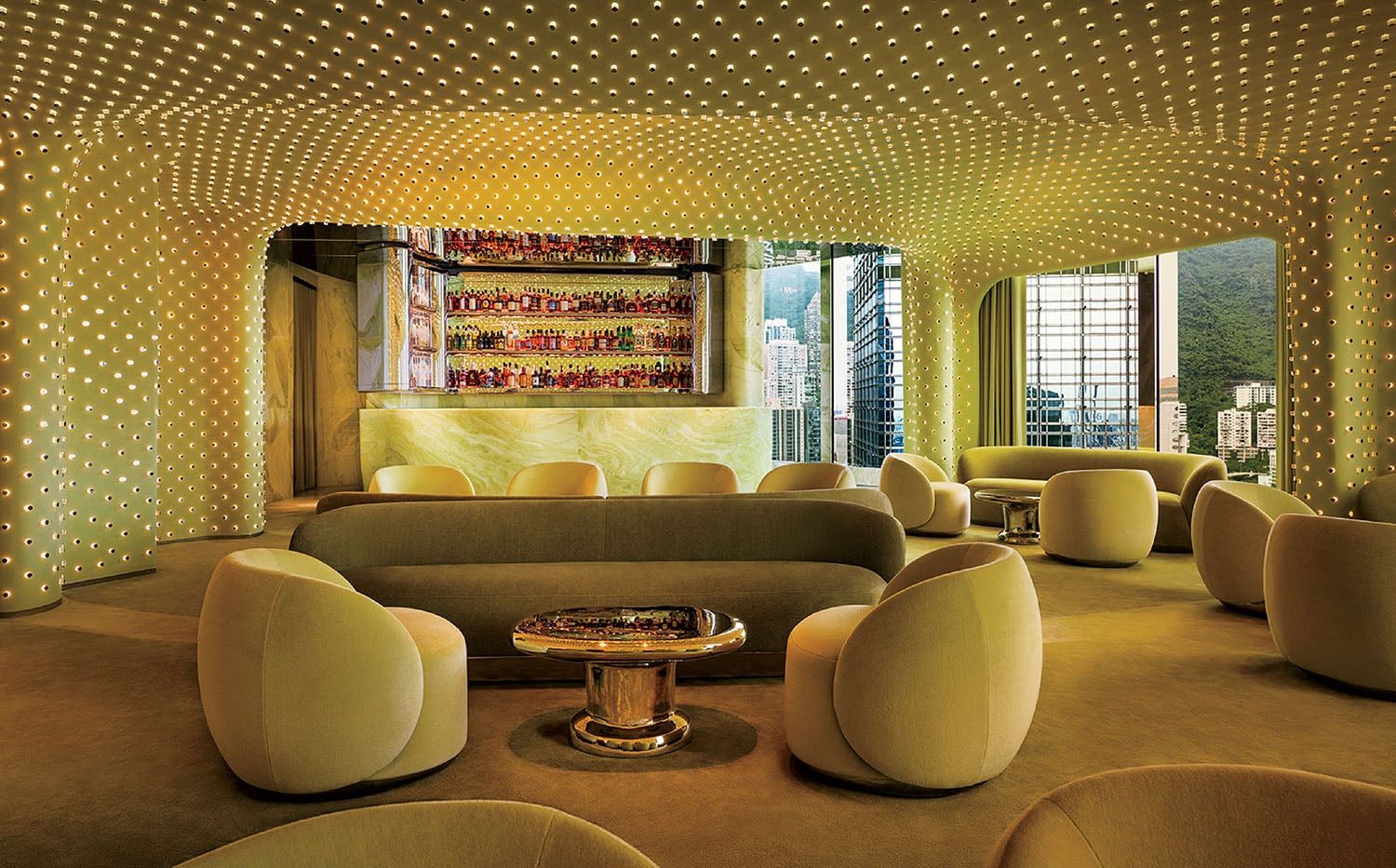 A room with a lot of chairs and a table.