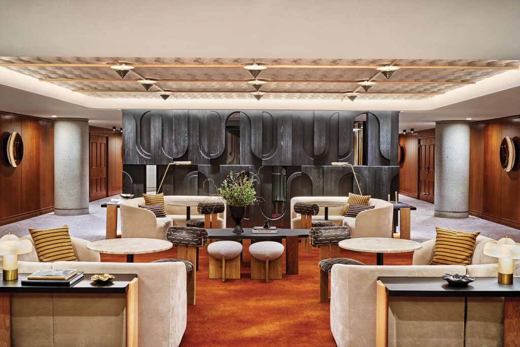 a lounge inside the jay hotel
