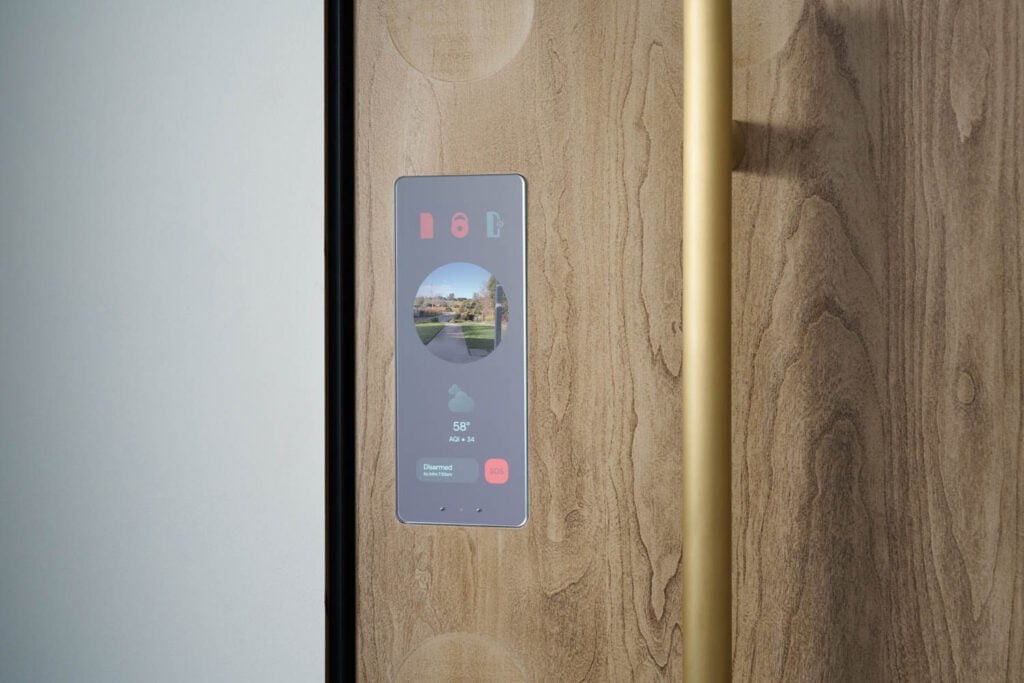 a brown door with doma smart home feature