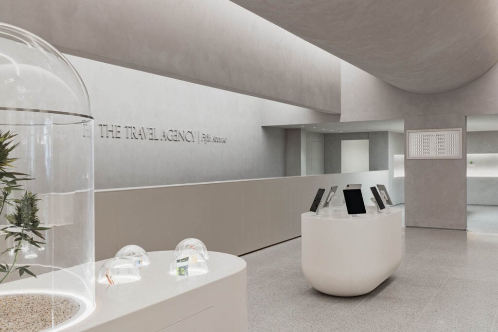 interior of office with white furnishings