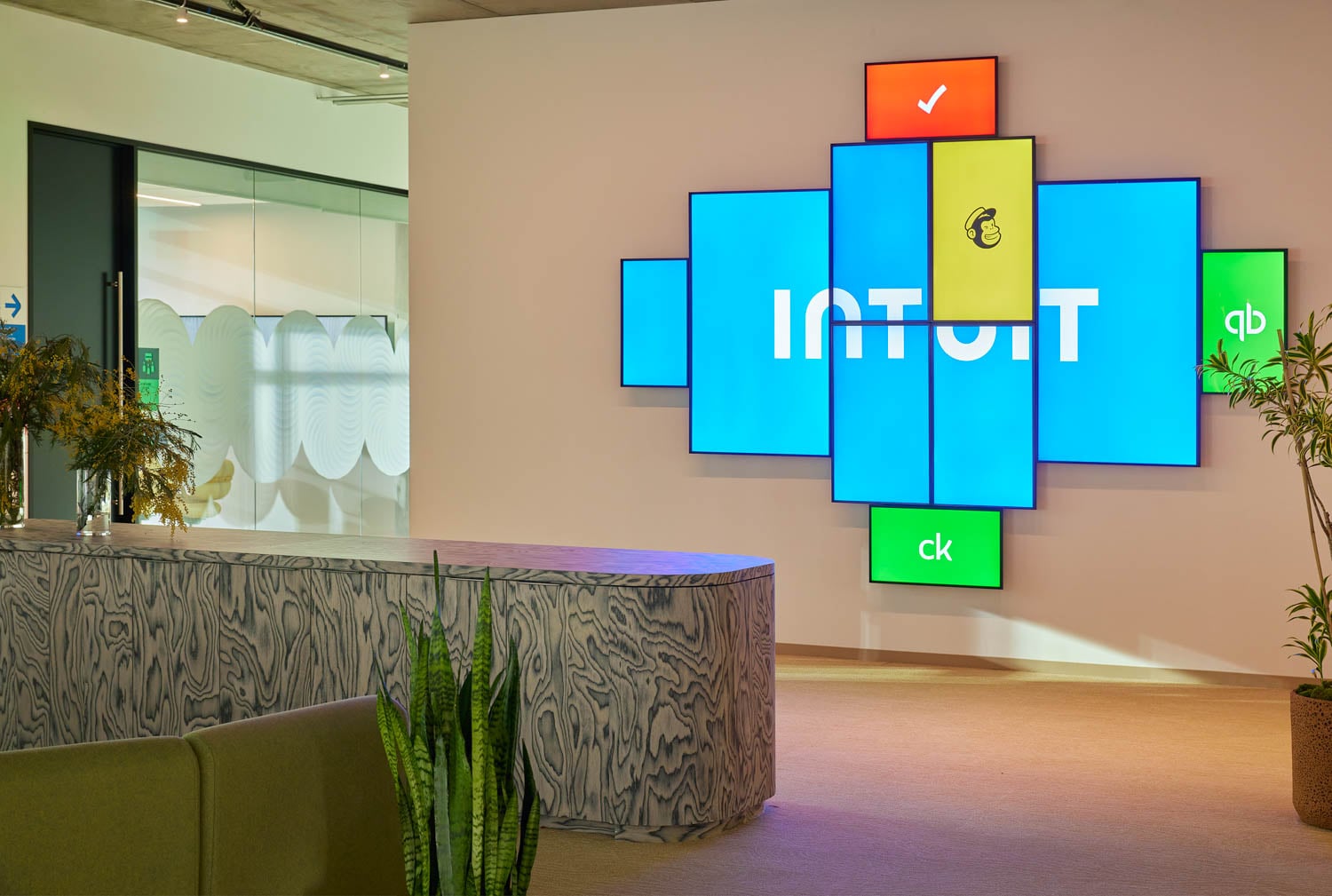 coworking space with a digital Intuit installation