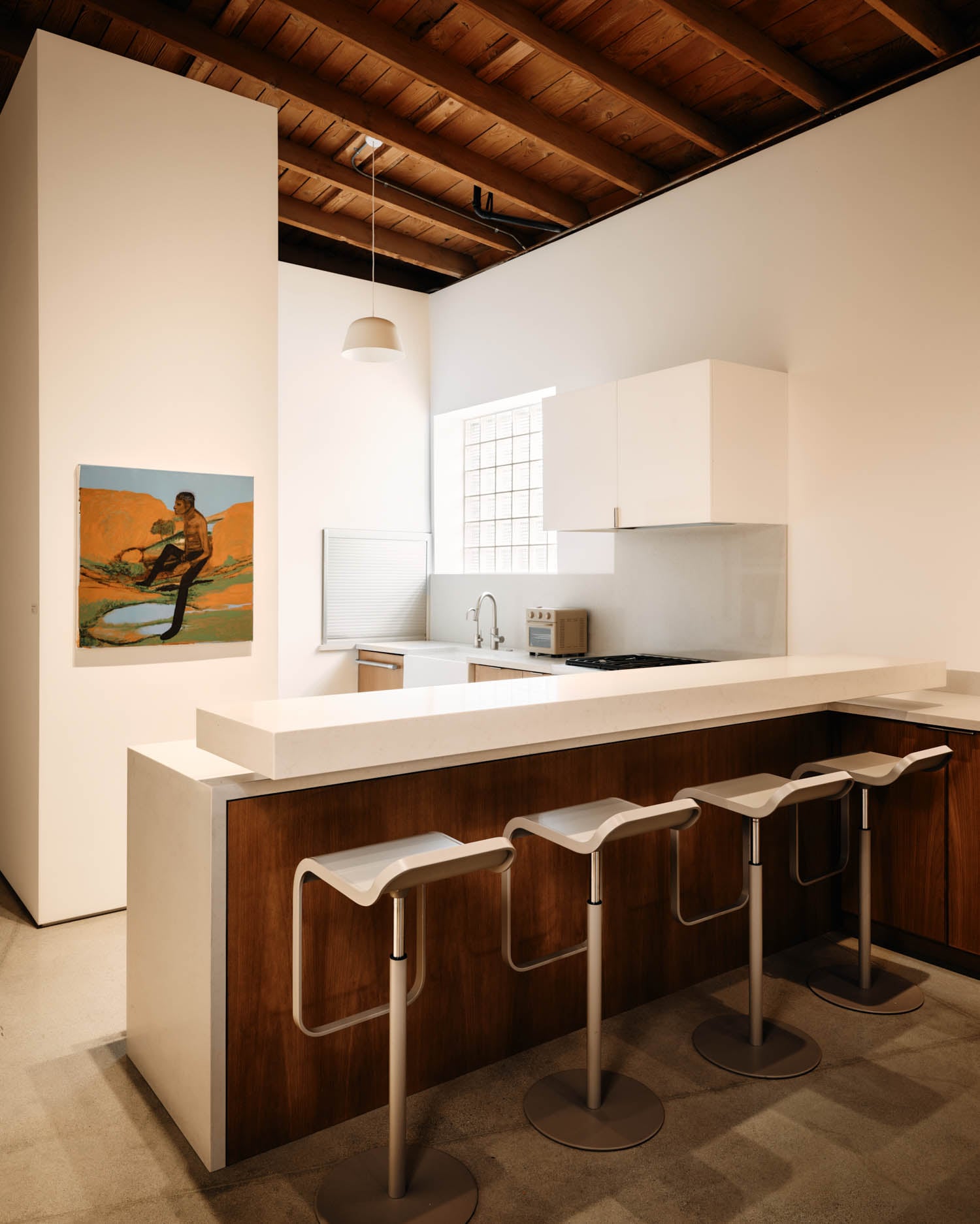kitchen bar with stools and counter