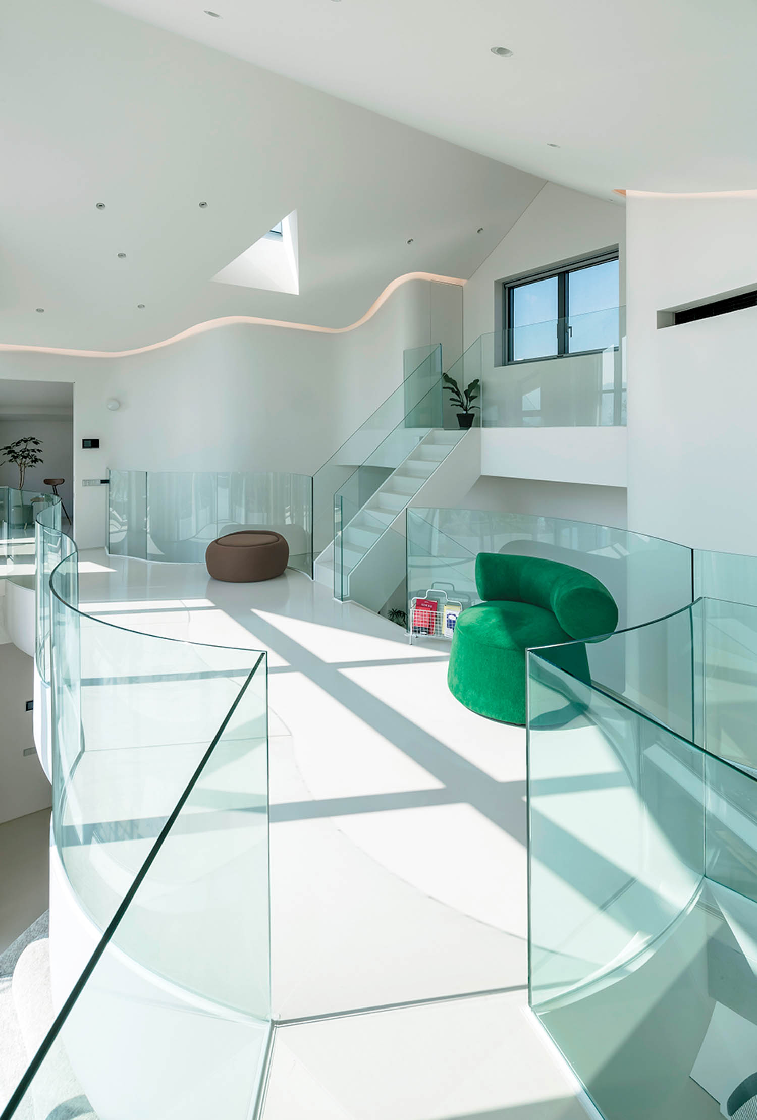 sitting area surrounded by glass panels