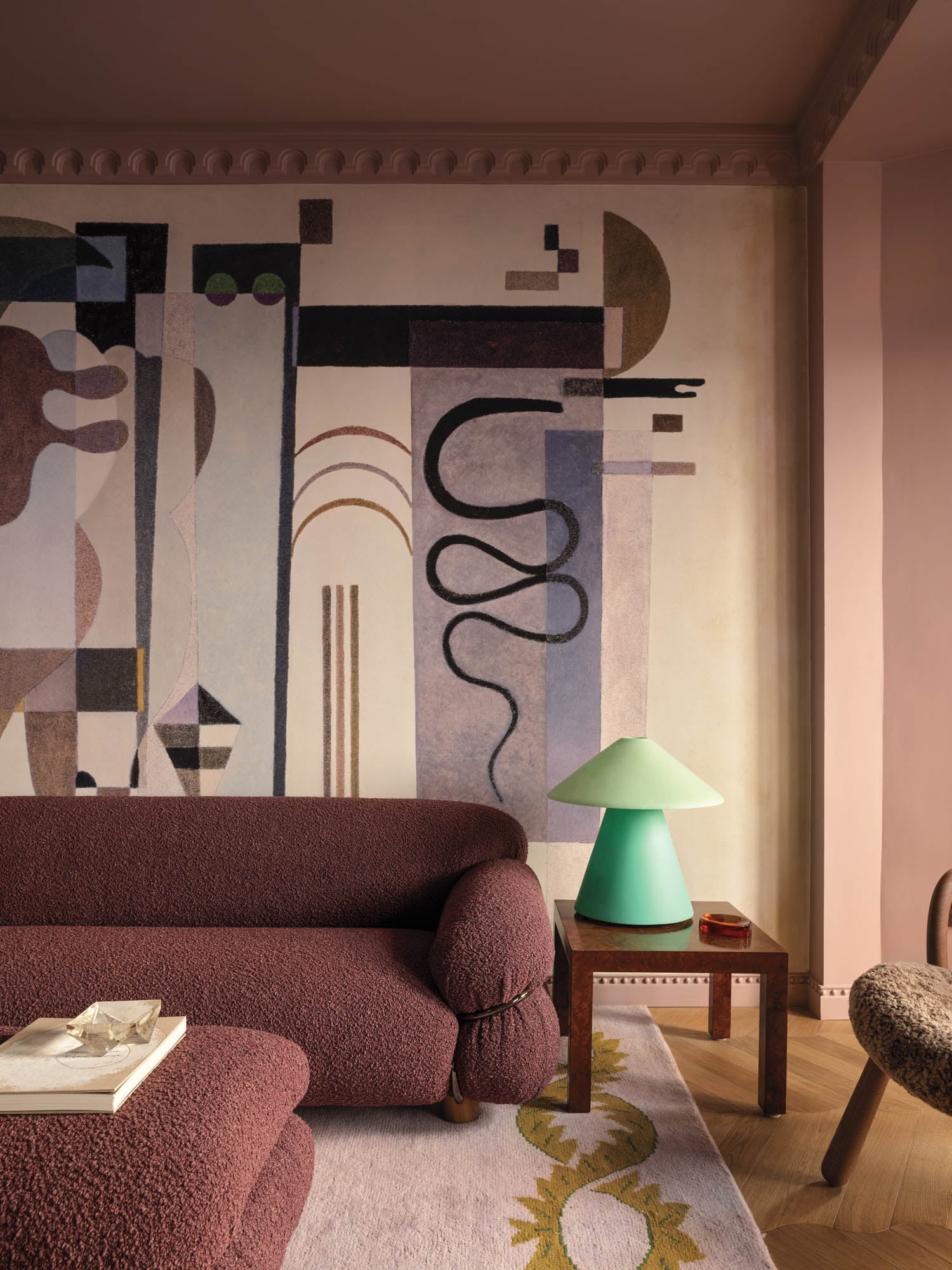 corner of living room with red chair