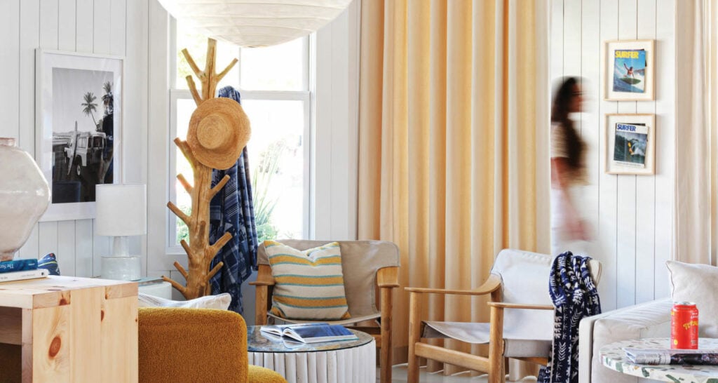 a woman in a cozy living room