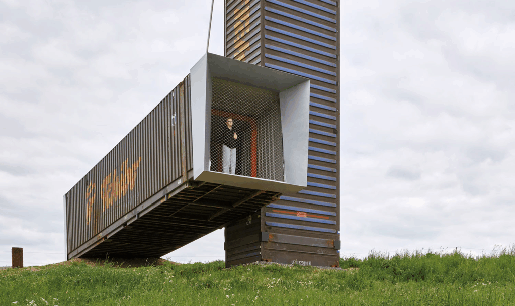 shipping container connected to building